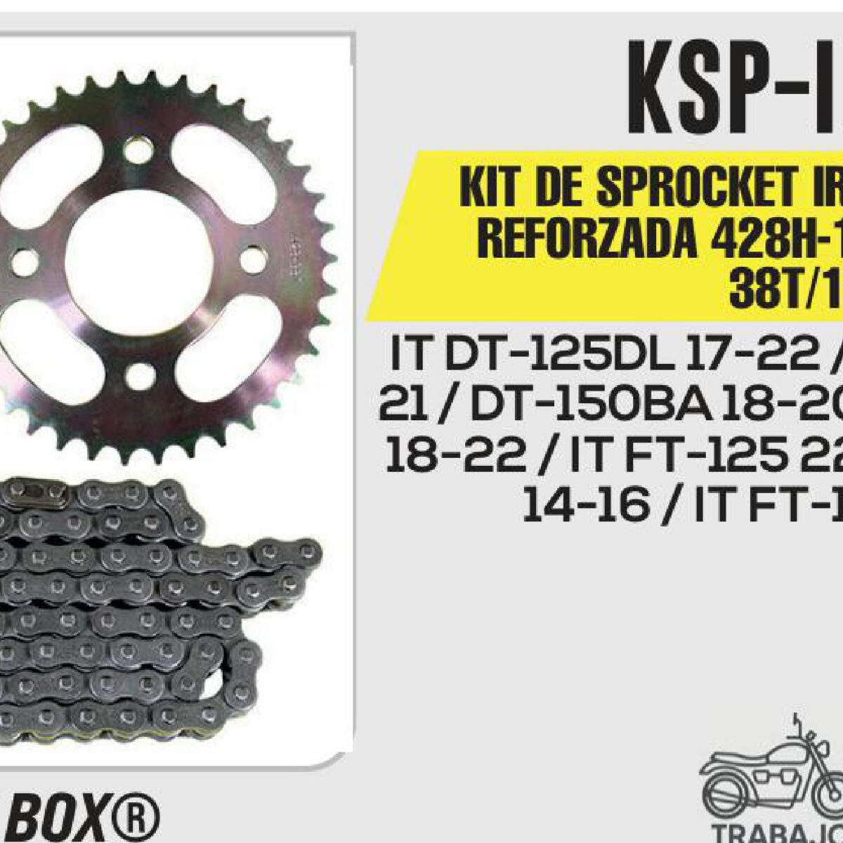KIT DE SPROCKET CADENA REFORZADA 428H-108L SPROCKET 38/ 15T