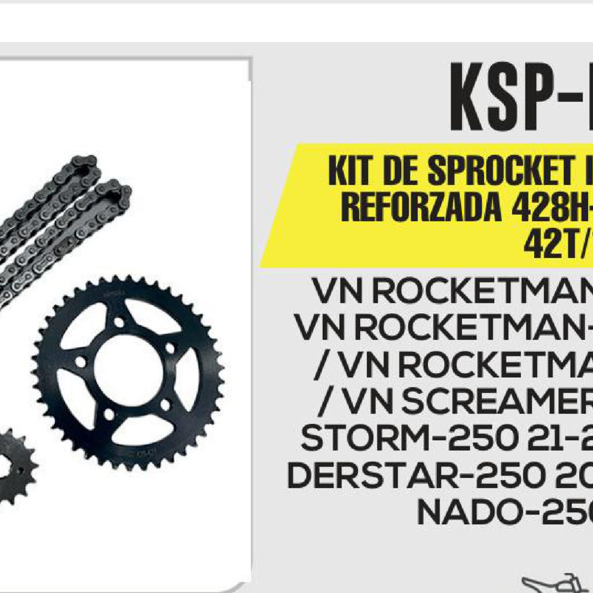 KIT DE SPROCKET CADENA REFORZADA 428H-120L SPROCKET 42T/16T