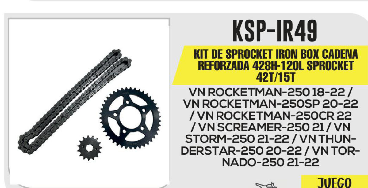 KIT DE SPROCKET CADENA REFORZADA 428H-120L SPROCKET 42T/16T