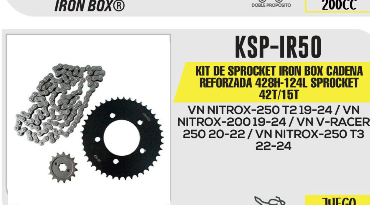 KIT DE SPROCKET CADENA REFORZADA 428H-124L SPROCKET 42T/15T