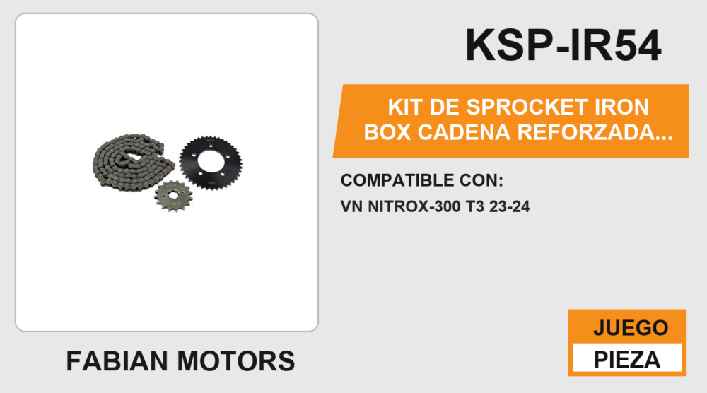 KIT DE SPROCKET IRON BOX CADENA REFORZADA 428H-124L SPROCKET 42T/16T