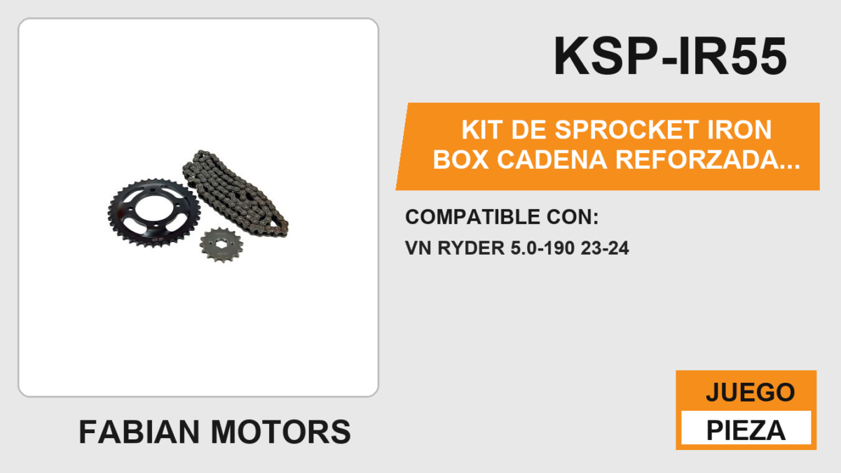 KIT DE SPROCKET IRON BOX CADENA REFORZADA 428H-102L SPROCKET 38T/16T