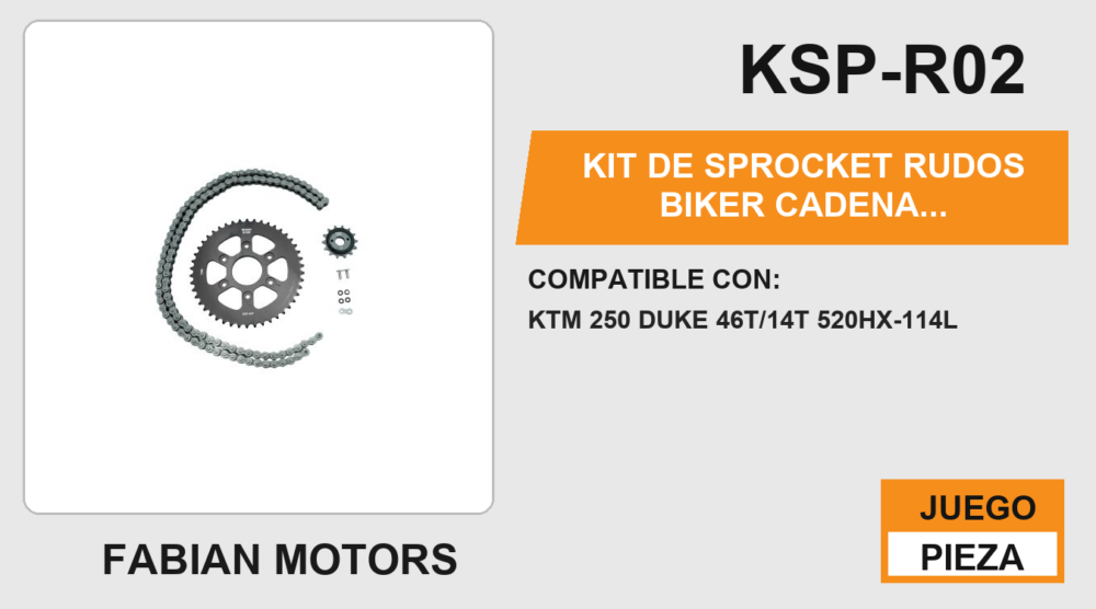 KIT DE SPROCKET RUDOS BIKER CADENA REFORZADA 520HX-114L  SPROCKET 46T/14T