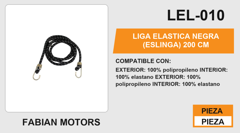 LIGA ELASTICA NEGRA (ESLINGA) 200 cm
