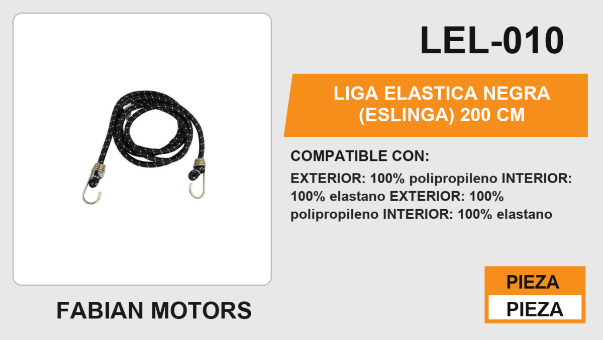 LIGA ELASTICA NEGRA (ESLINGA) 200 cm