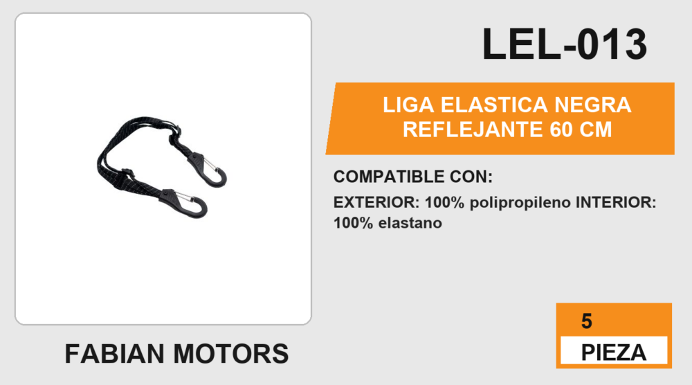 LIGA ELASTICA NEGRA REFLEJANTE 60 cm