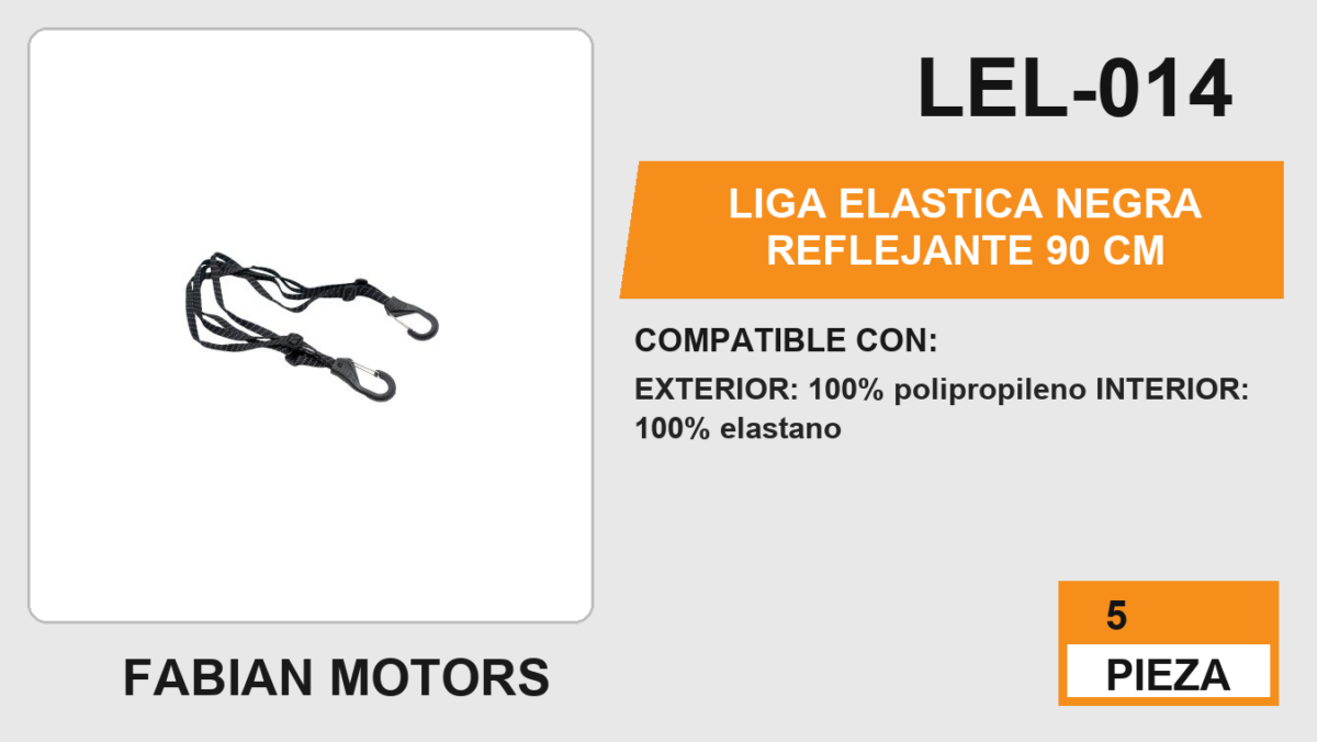 LIGA ELASTICA NEGRA REFLEJANTE 90 cm