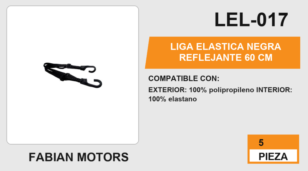 LIGA ELASTICA NEGRA REFLEJANTE 60 cm