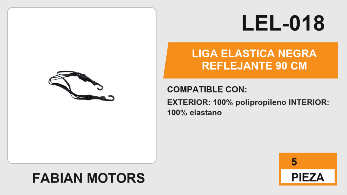 LIGA ELASTICA NEGRA REFLEJANTE 90 cm
