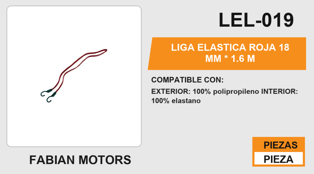 LIGA ELASTICA ROJA 18 MM * 1.6 M
