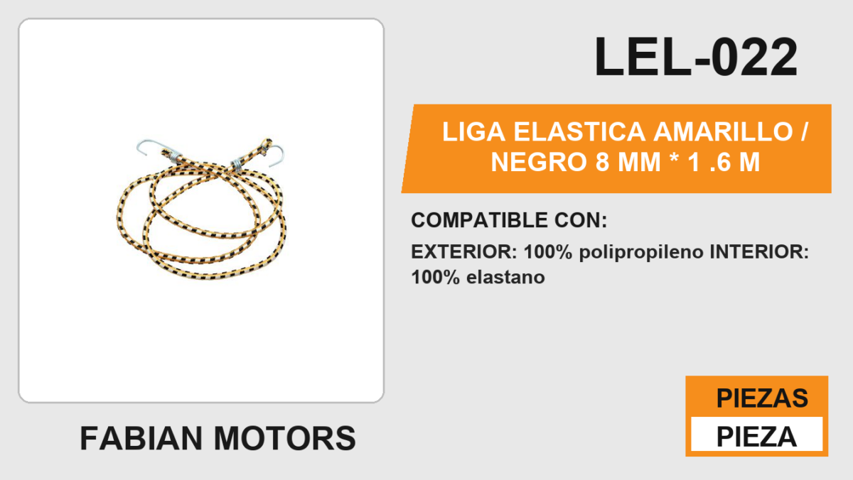 LIGA ELASTICA AMARILLO / NEGRO 8 MM * 1 .6 M