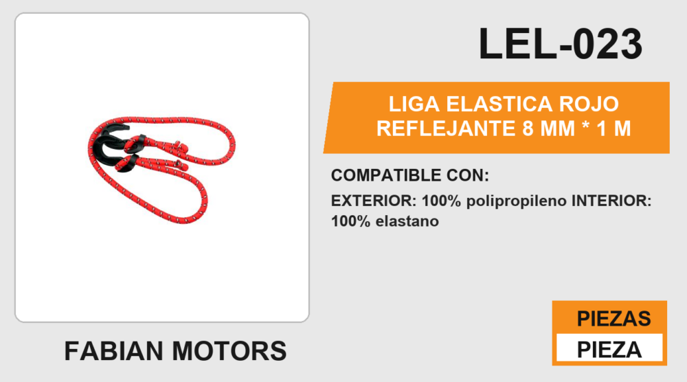 LIGA ELASTICA ROJO REFLEJANTE 8 MM * 1 M