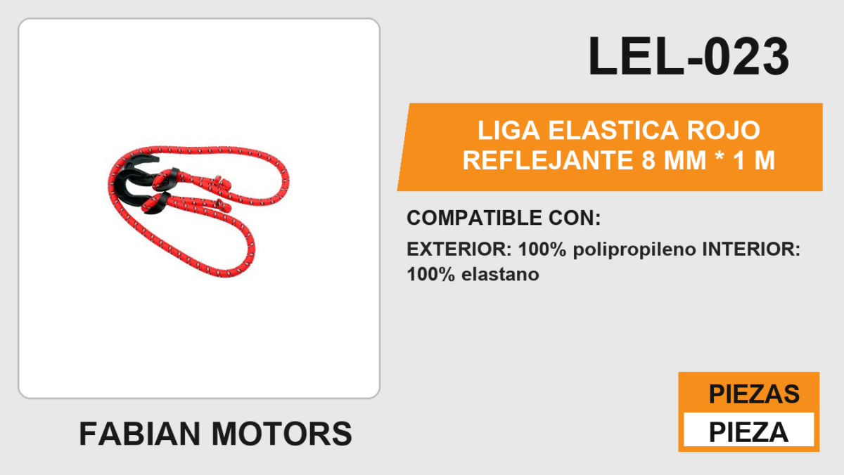 LIGA ELASTICA ROJO REFLEJANTE 8 MM * 1 M