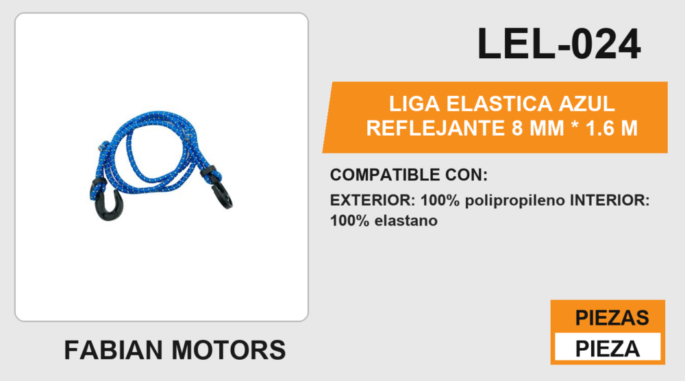 LIGA ELASTICA AZUL REFLEJANTE 8 MM * 1.6 M