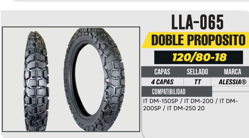 120/80-18 6 CAPAS PG14T DOBLE PROPOSITO USA CAMARA (TT)