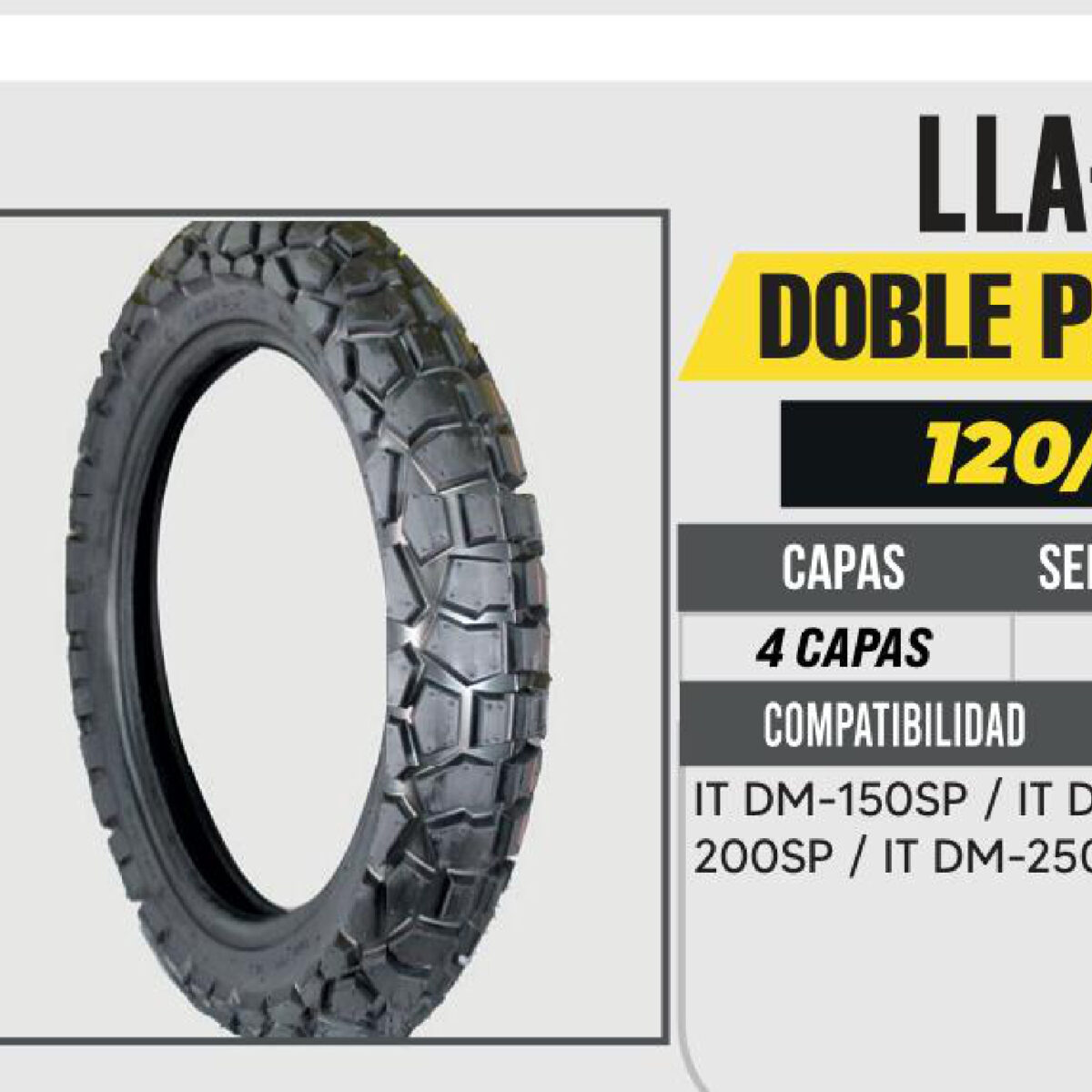 120/80-18 6 CAPAS PG14T DOBLE PROPOSITO USA CAMARA (TT)