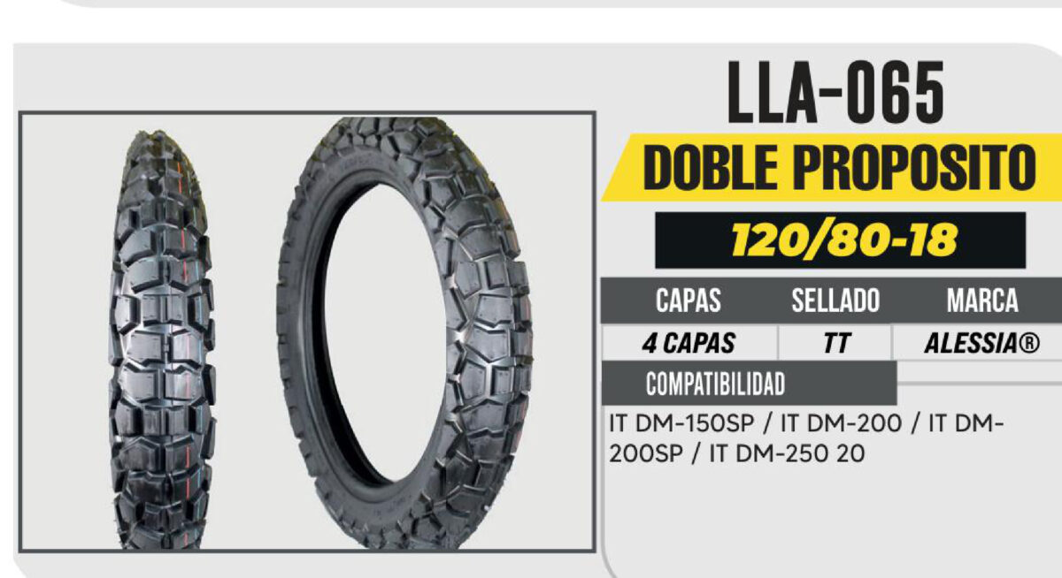 120/80-18 6 CAPAS PG14T DOBLE PROPOSITO USA CAMARA (TT)