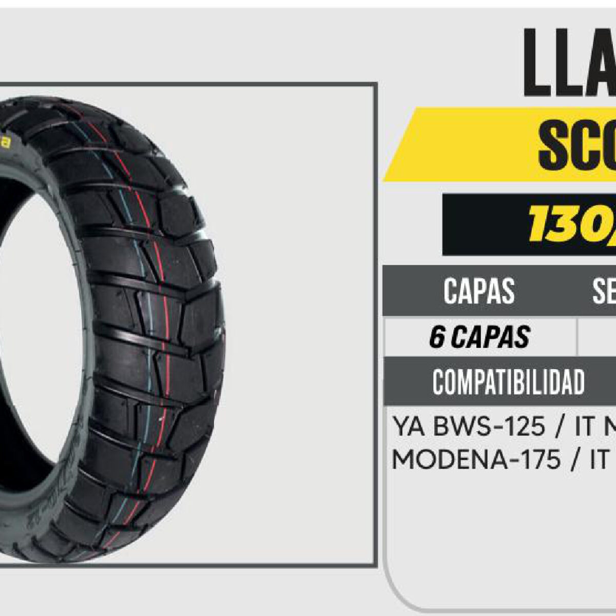 130/70-12 6 CAPAS A361 DOBLE PROPOSITO NO USA CAMARA (TL)