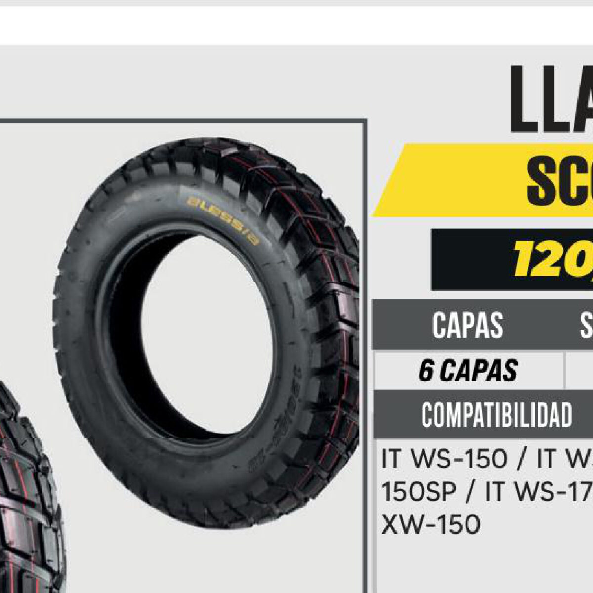 120/90-10 6 CAPAS A922 CALLE NO USA CAMARA (TL)