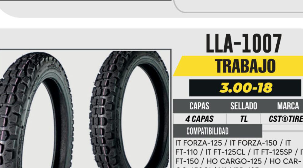 3.00-18 CST 4 CAPAS C7201 TACON BAJO NO USA CAMARA (TL) TRASERA