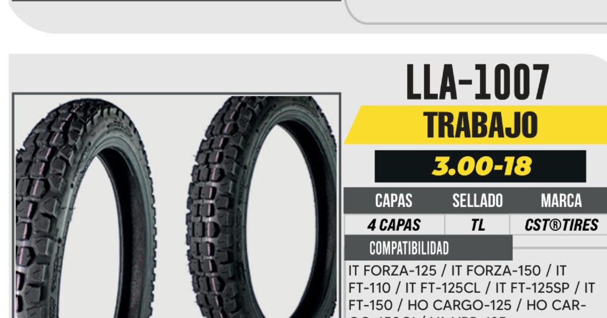 3.00-18 CST 4 CAPAS C7201 TACON BAJO NO USA CAMARA (TL) TRASERA