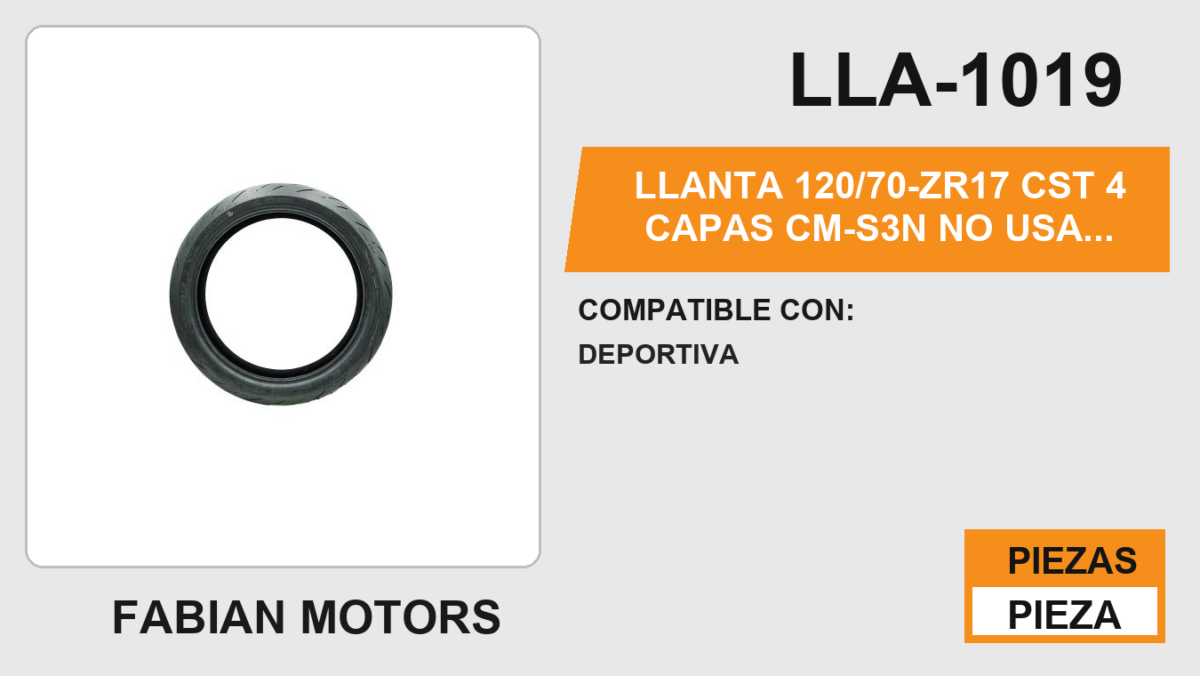 120/70-ZR17 CST 4 CAPAS CM-S3N NO USA CAMARA (TL)