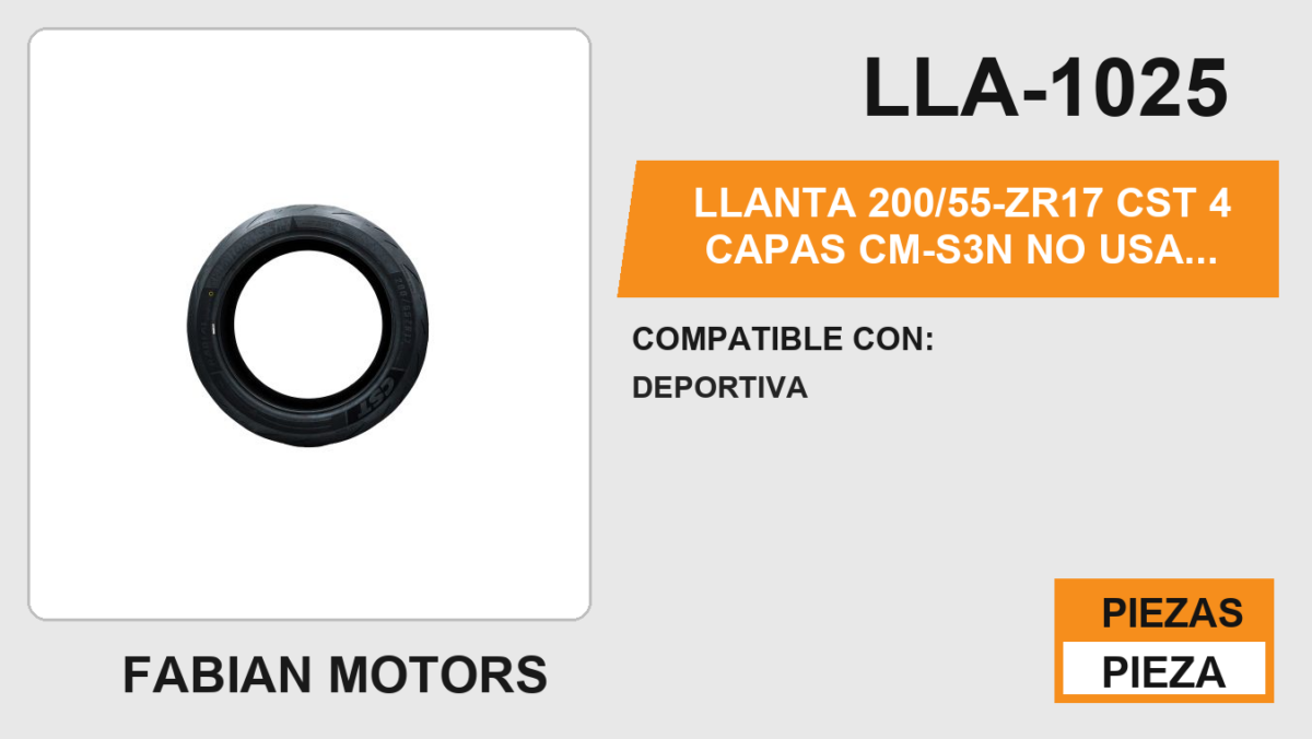 200/55-ZR17 CST 4 CAPAS CM-S3N NO USA CAMARA (TL)