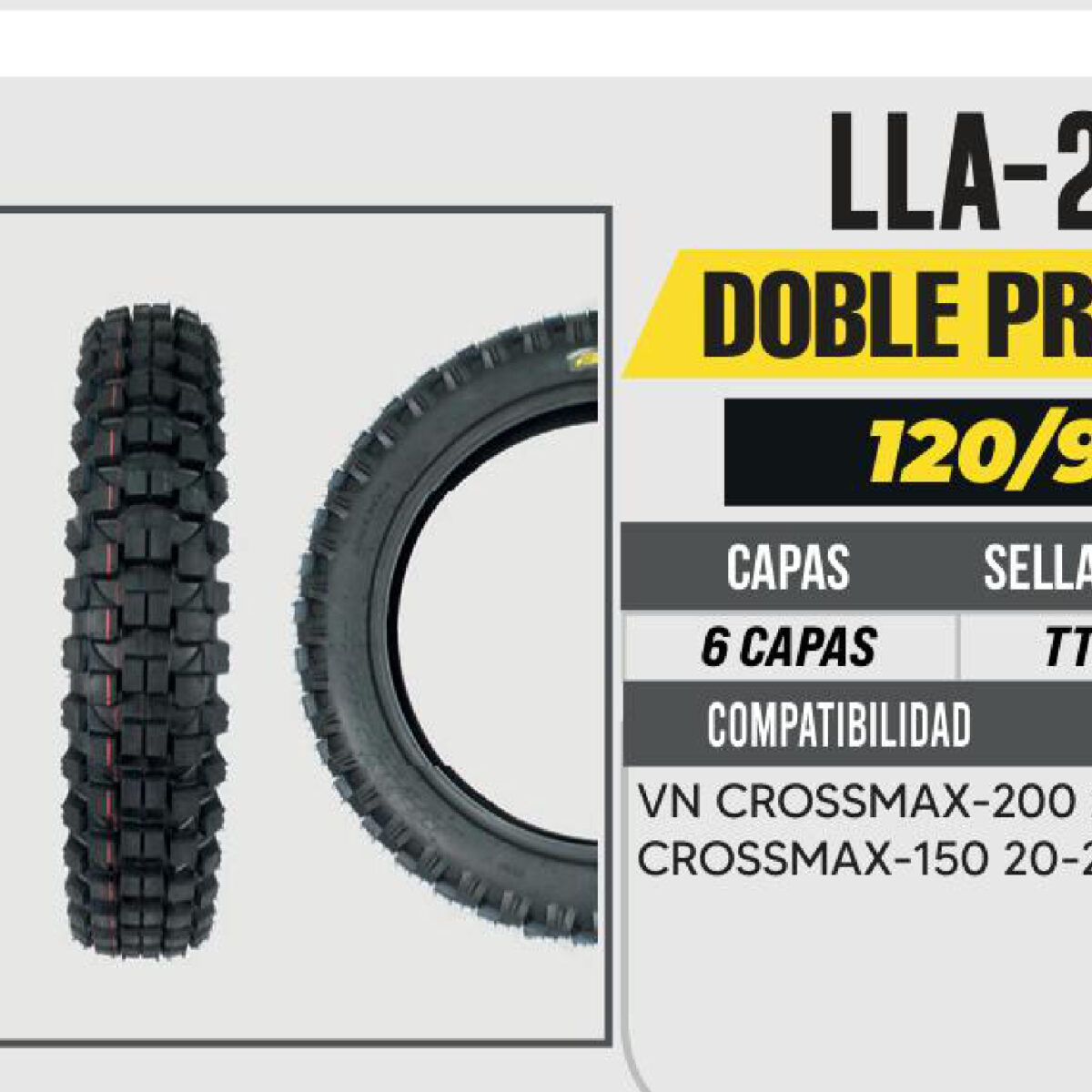 120/90-18 TRASERA 6 CAPAS P349 CAFÉ RACER USA CAMARA (TT)