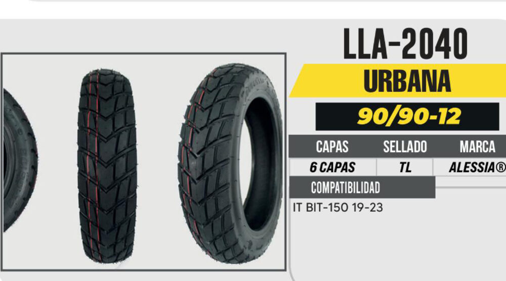 90/90-12 DELANTERA 6 CAPAS P373 CALLE NO USA CAMARA (TL)