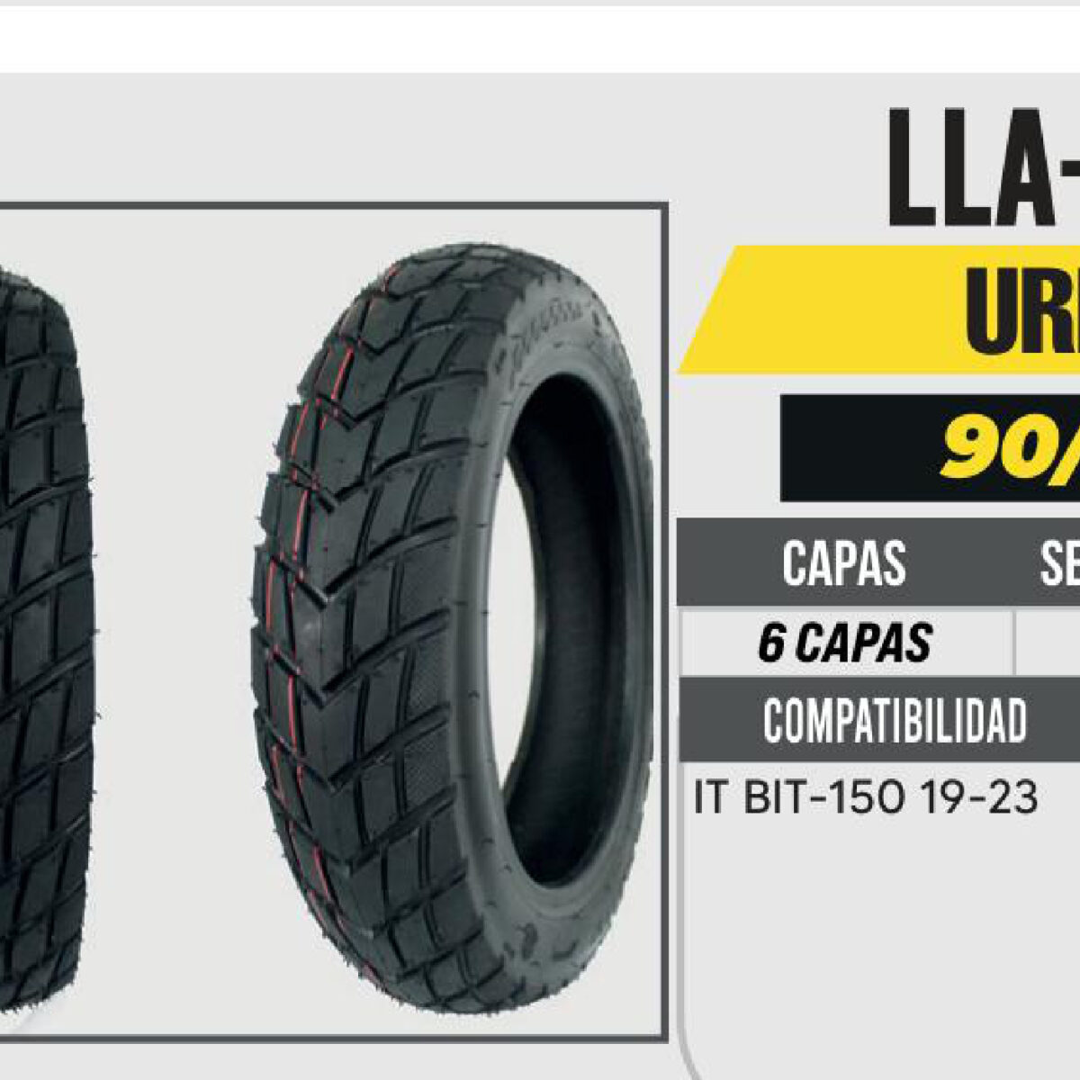 90/90-12 DELANTERA 6 CAPAS P373 CALLE NO USA CAMARA (TL)