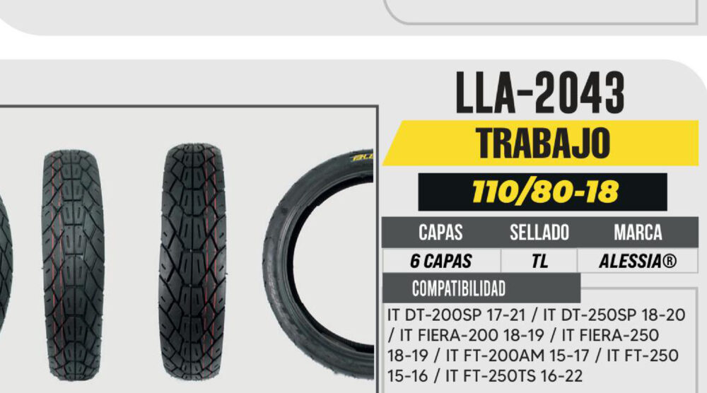 110/80-18 6 CAPAS P224 TRABAJO SIN CAMARA (TL)