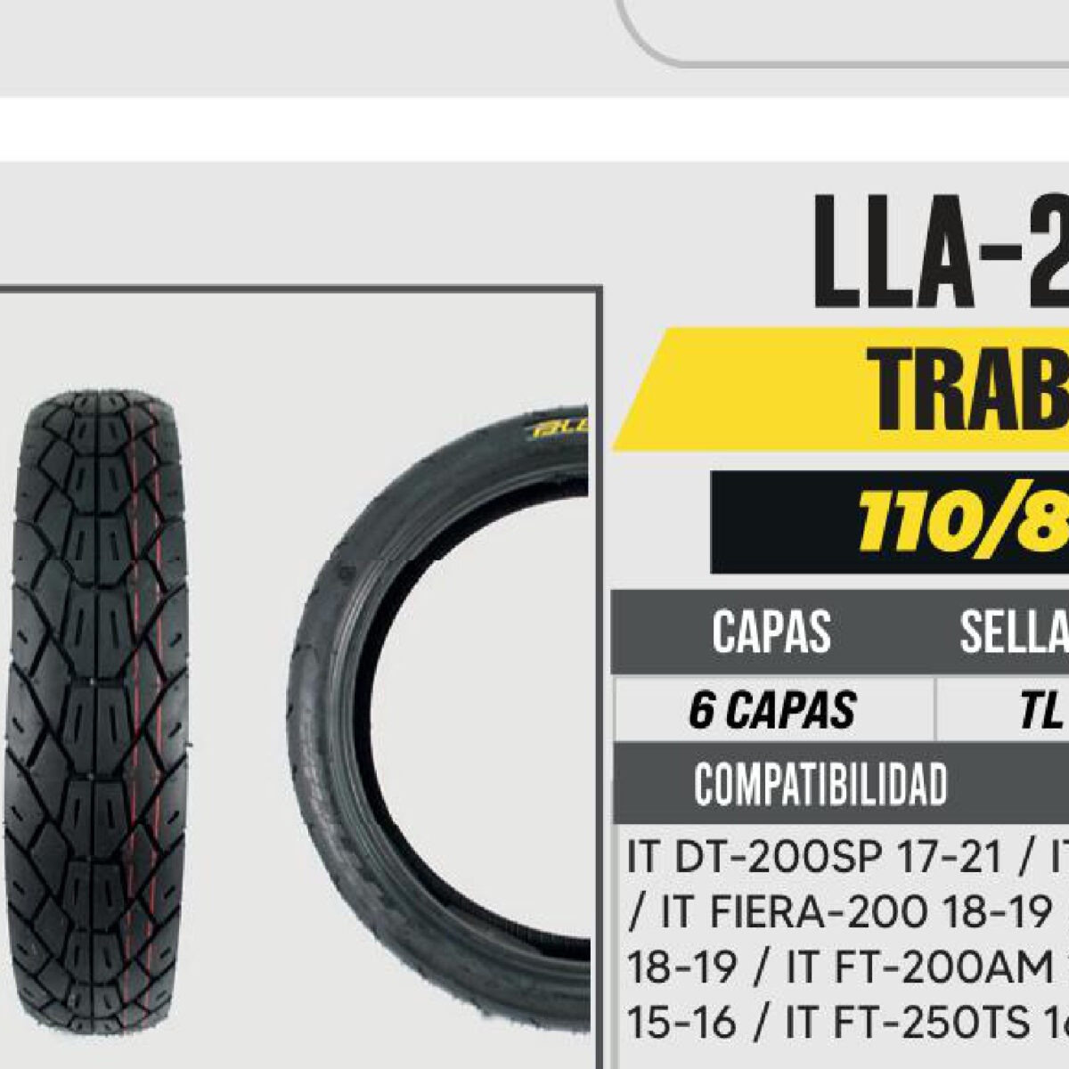 110/80-18 6 CAPAS P224 TRABAJO SIN CAMARA (TL)