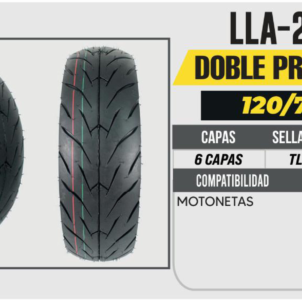 120/70-12 DELANTERA 6 CAPAS P810 SCOTTER SIN CAMARA (TL)