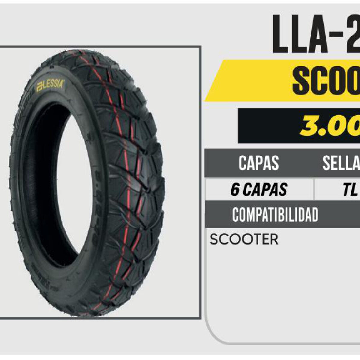 3.00-10 6 CAPAS P288 SCOTTER SIN CAMARA (TL)