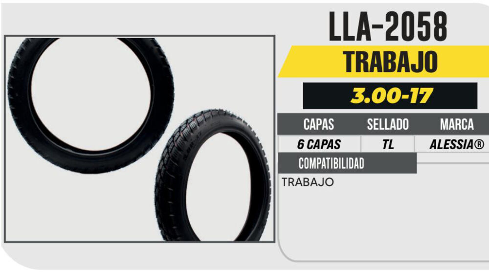 3.00-17 6 CAPAS P269 TRABAJO NO USA CAMARA (TL)