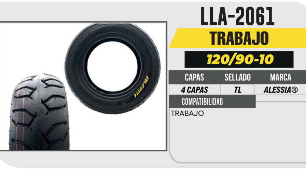 120/90-10 4 CAPAS P804 TRABAJO NO USA CAMARA (TL)