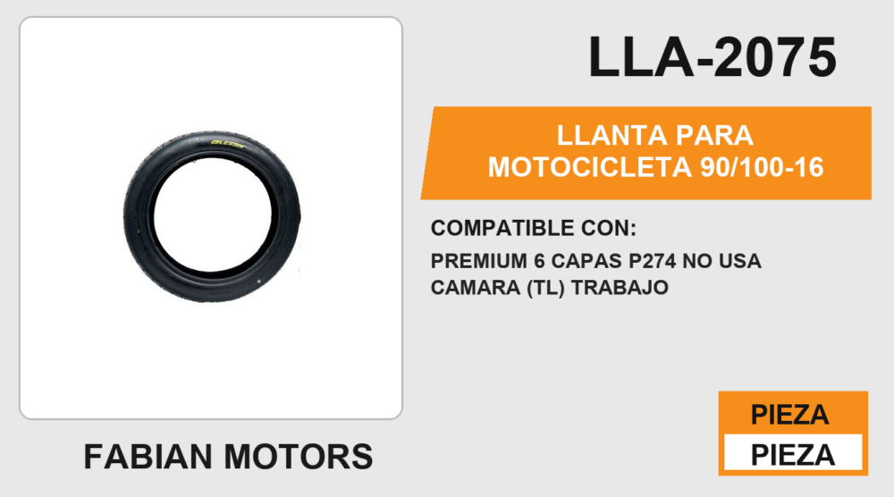 90/100-16 6 CAPAS P274 NO USA CAMARA (TL)