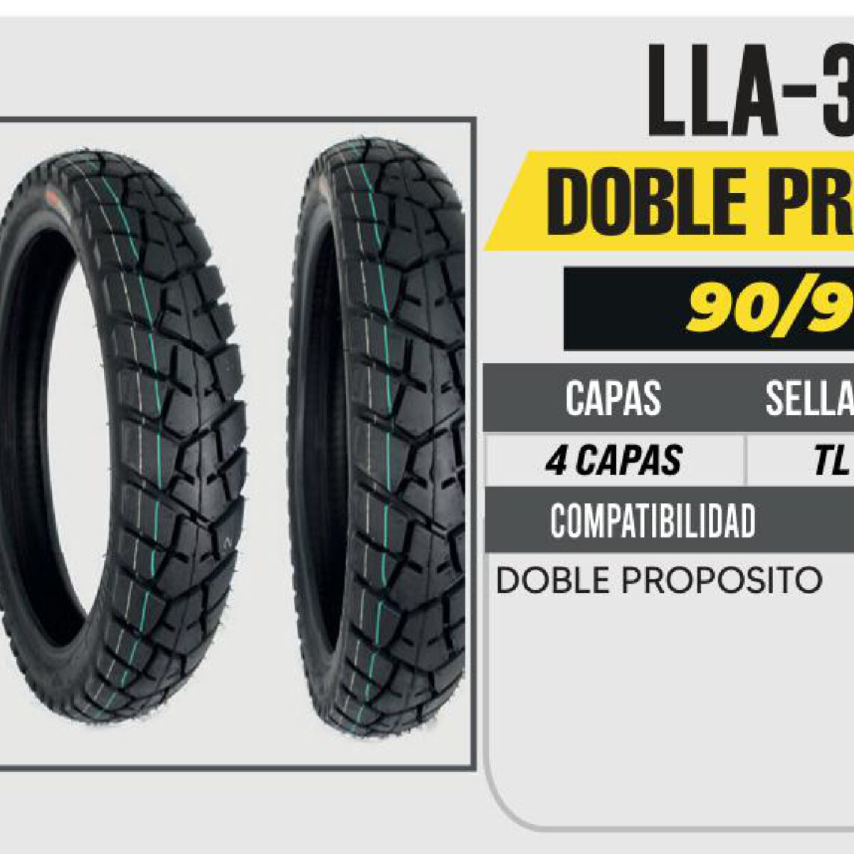 90/90-17 4 CAPAS P202 DOBLE PROPOSITO NO USA CAMARA (TL)