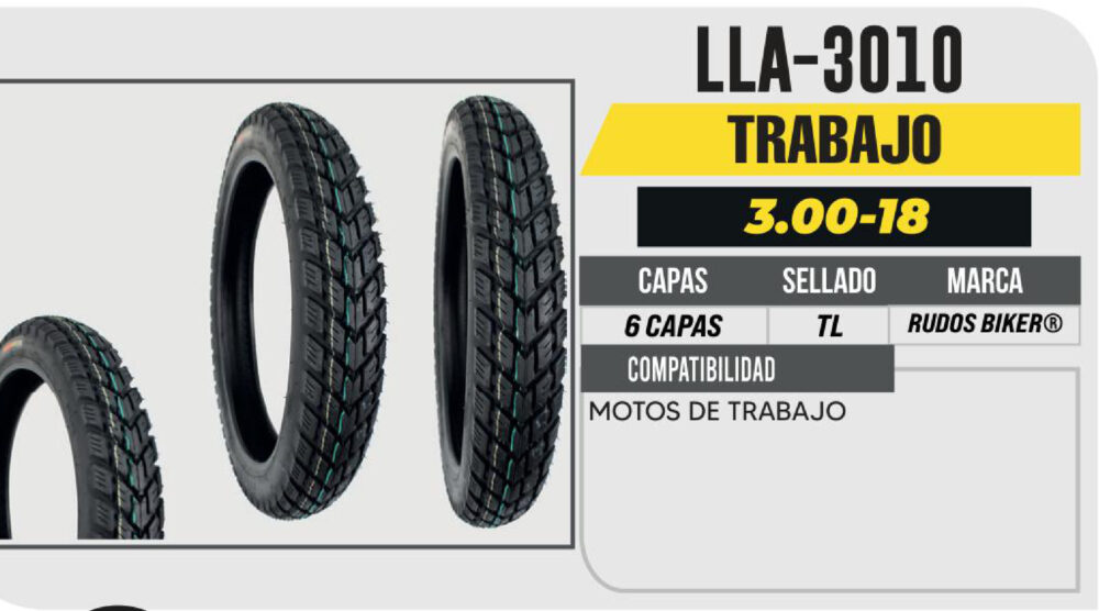 3.00-18 6 CAPAS P274 TRABAJO NO USA CAMARA (TL)