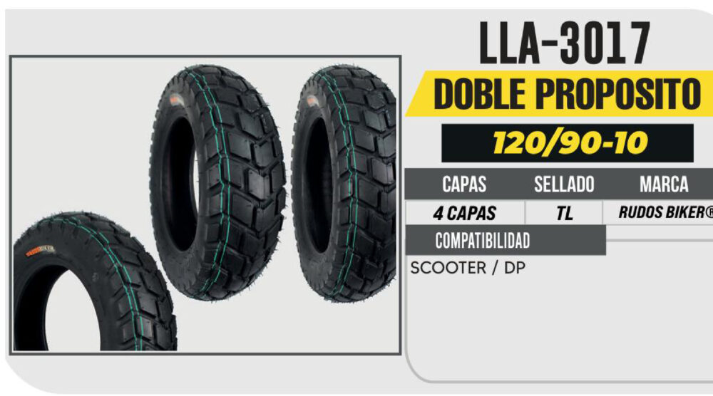 120/90-10 4 CAPAS P126 SCOOTER NO USA CAMARA (TL)