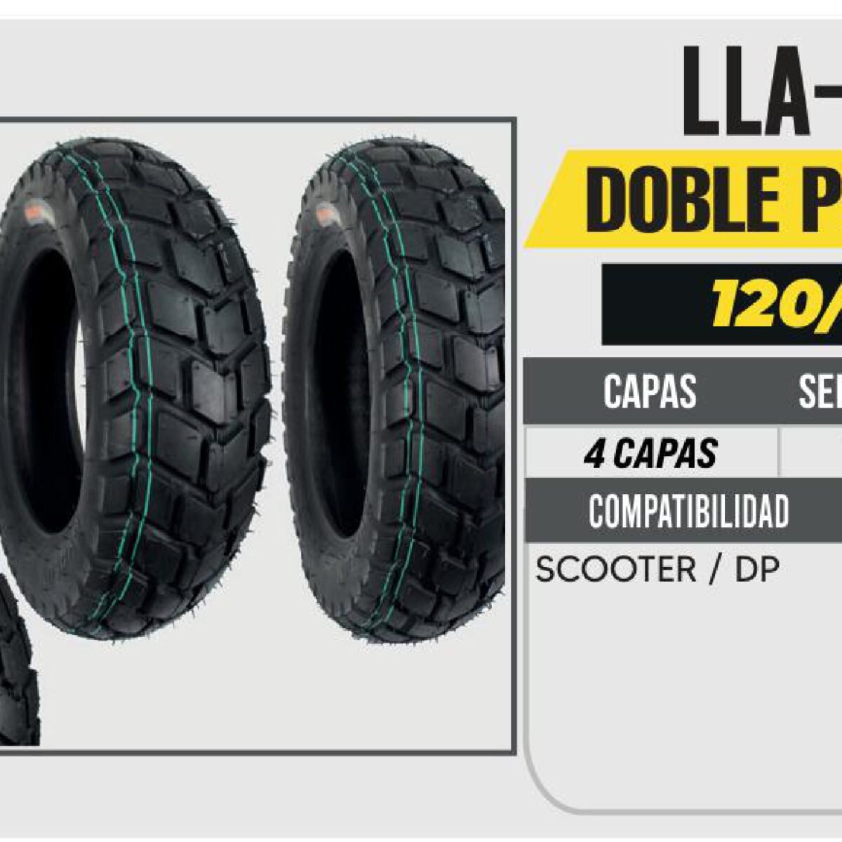120/90-10 4 CAPAS P126 SCOOTER NO USA CAMARA (TL)