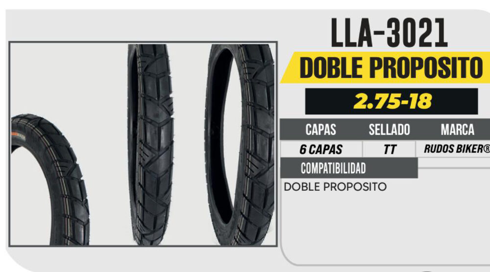 2.75-18 6 CAPAS P399 DOBLE PROPOSITO USA CAMARA (TT)