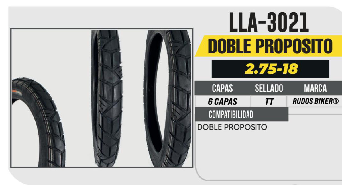 2.75-18 6 CAPAS P399 DOBLE PROPOSITO USA CAMARA (TT)