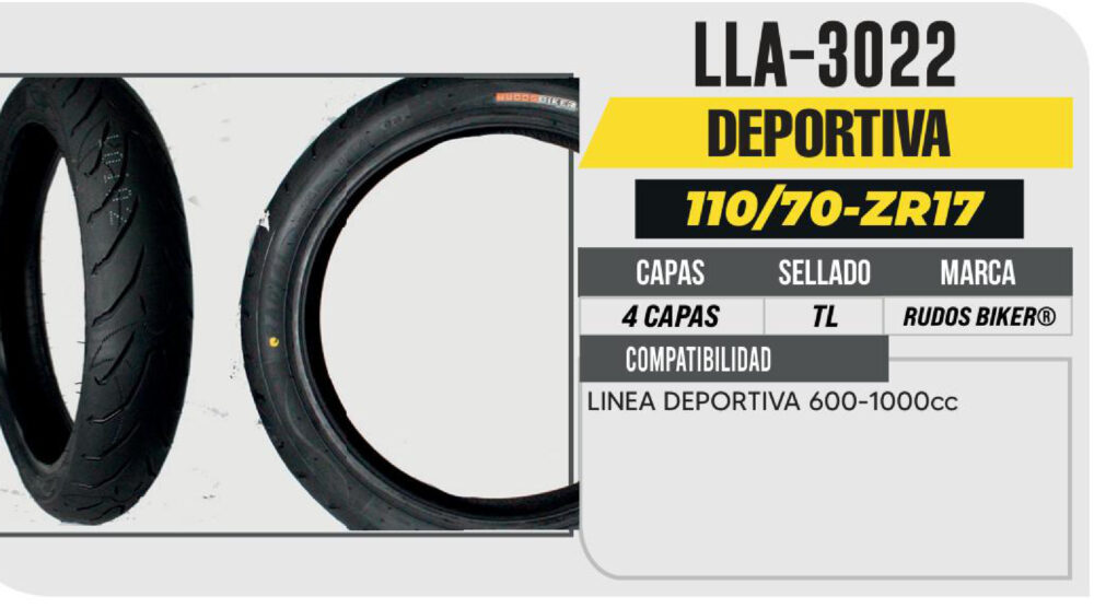 110/70-ZR17 4 CAPAS CYR201 CALLE NO USA CAMARA (TL) DELANTERA