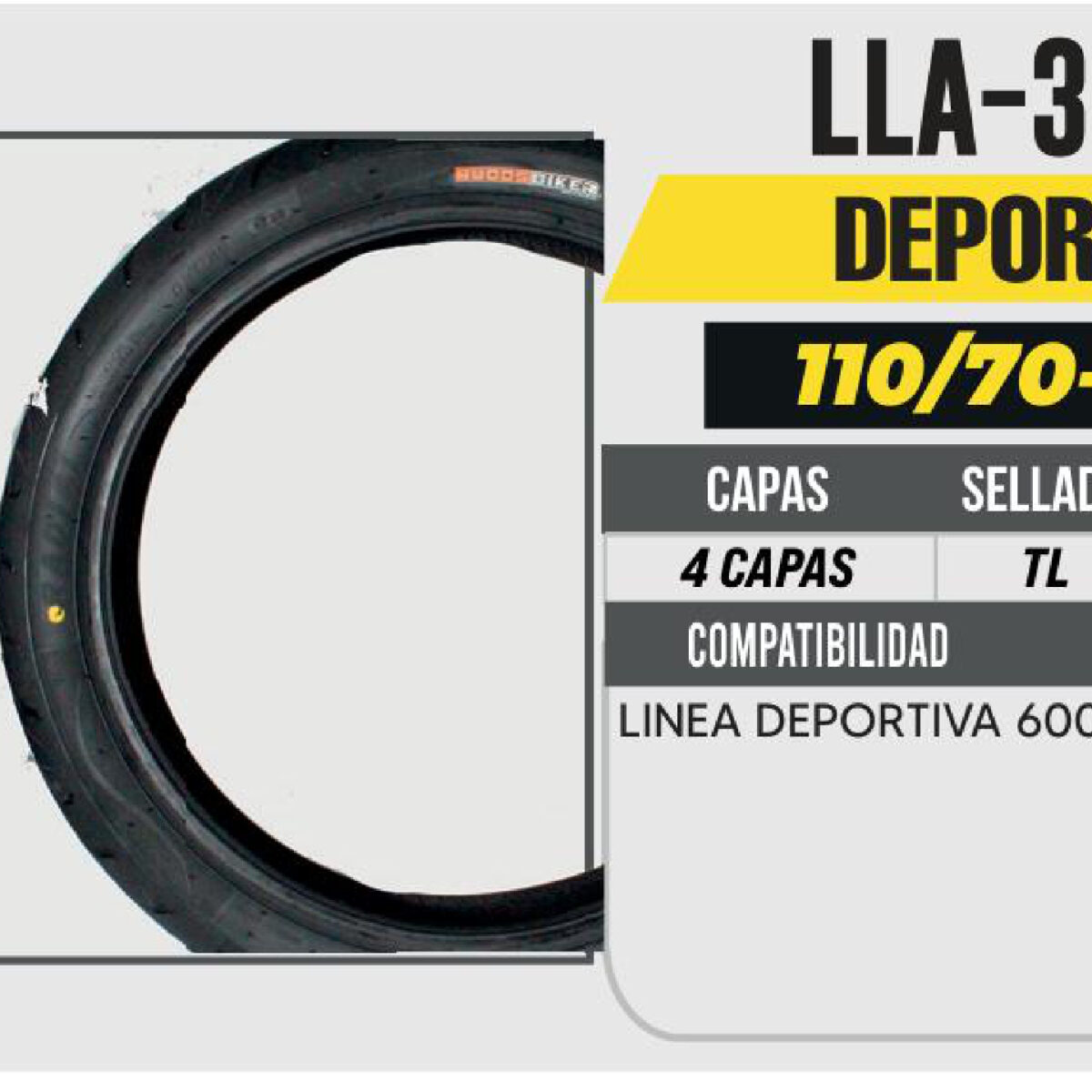 110/70-ZR17 4 CAPAS CYR201 CALLE NO USA CAMARA (TL) DELANTERA