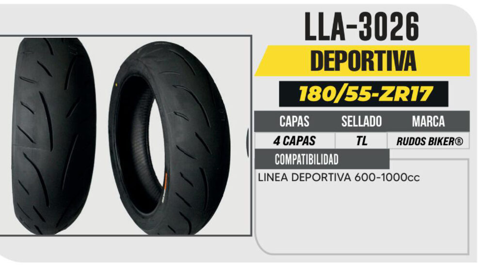 180/55-ZR17 4 CAPAS CYR100 CALLE NO USA CAMARA (TL) TRASERA