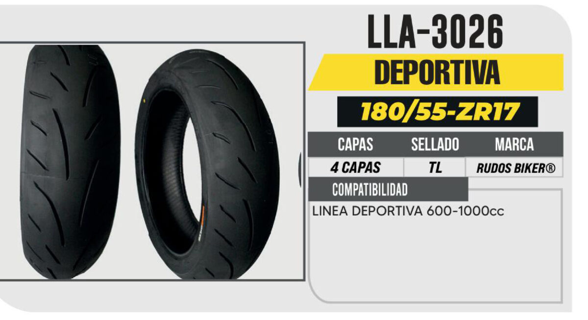 180/55-ZR17 4 CAPAS CYR100 CALLE NO USA CAMARA (TL) TRASERA