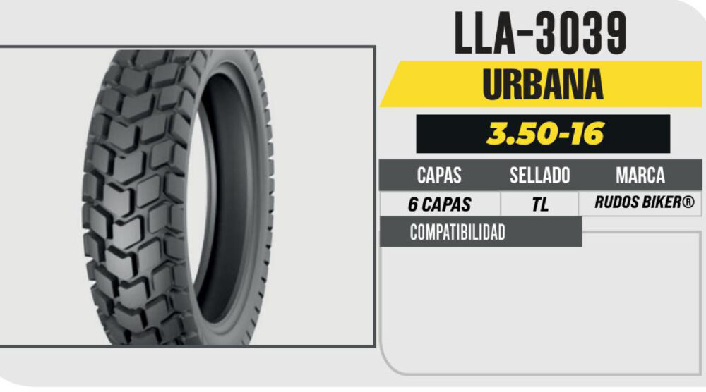 3.50-16 6 CAPAS P126 NO USA CAMARA (TL) TRASERA