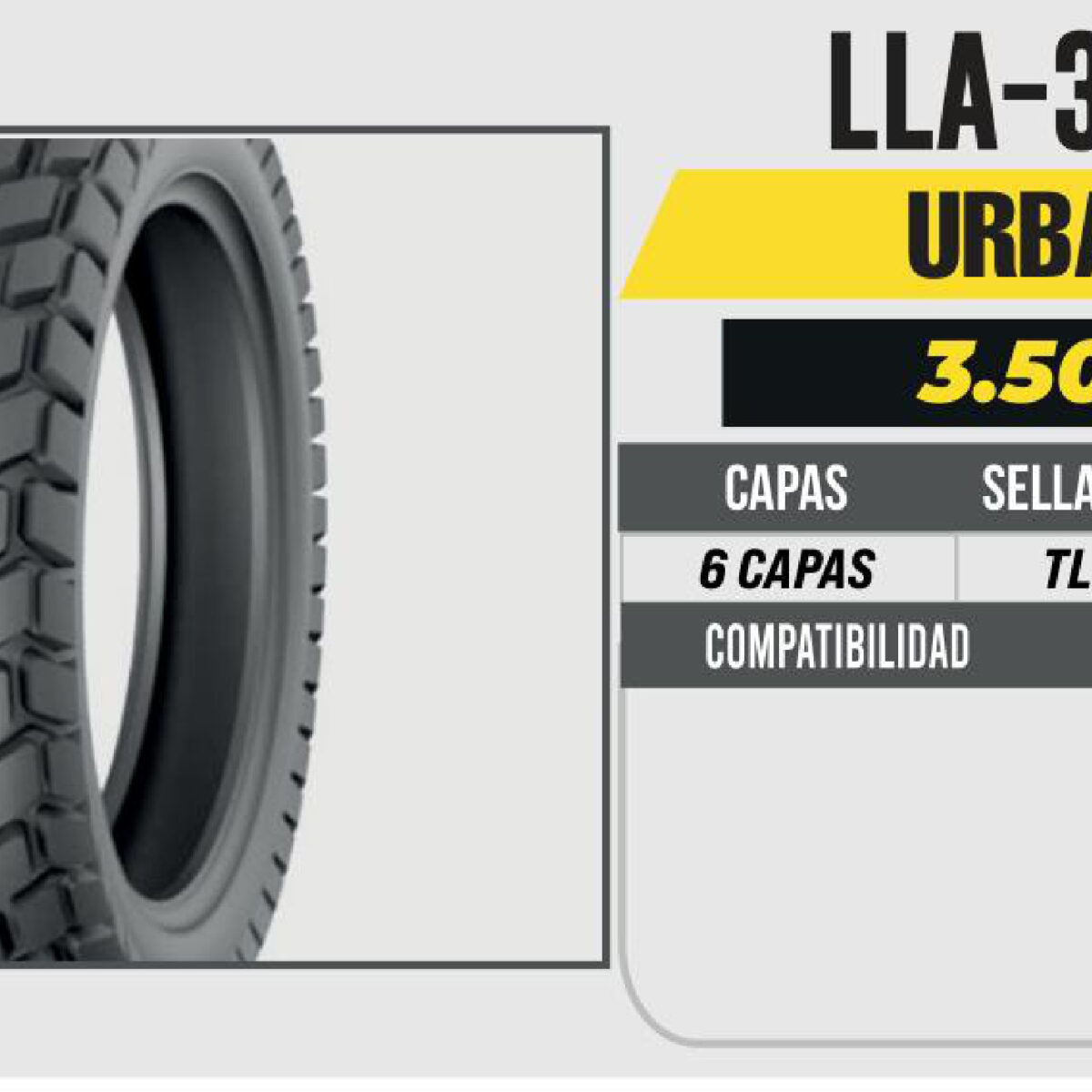 3.50-16 6 CAPAS P126 NO USA CAMARA (TL) TRASERA