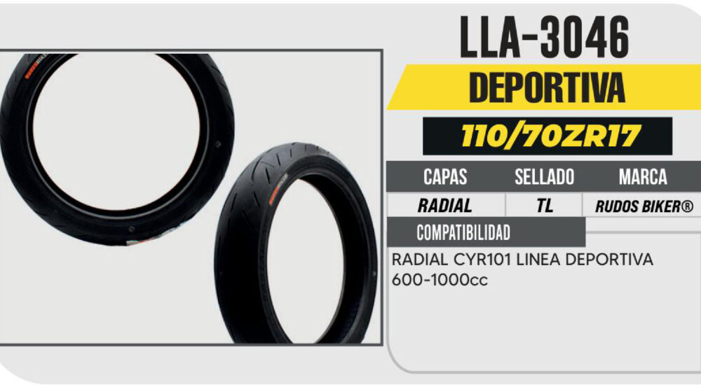 110/70 ZR17 RADIAL CYR101 CALLE NO USA CAMARA (TL) TRASERA